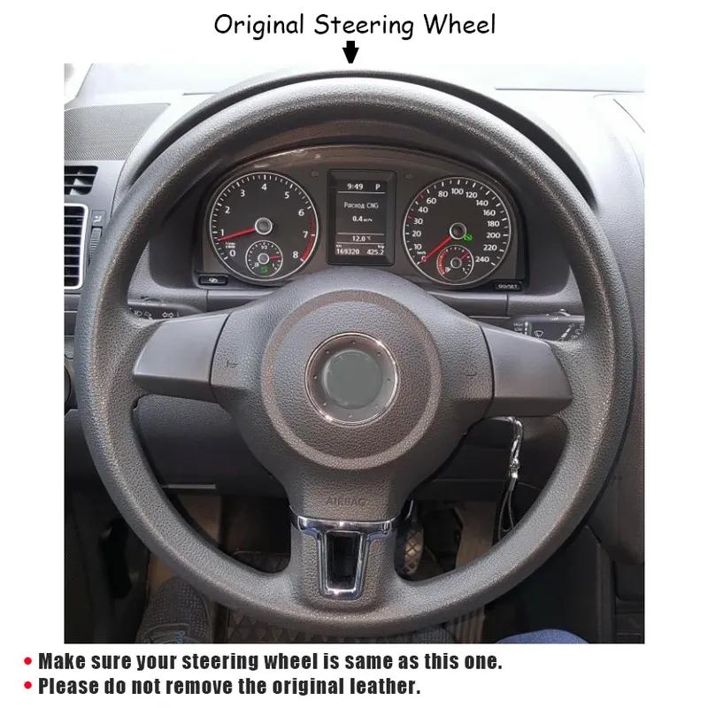 CARDAK Car accessories Leather Hand-stitched Car Steering Wheel Covers For Volkswagen Golf 6 Mk6 Polo MK5 2010 2011 2012 2013