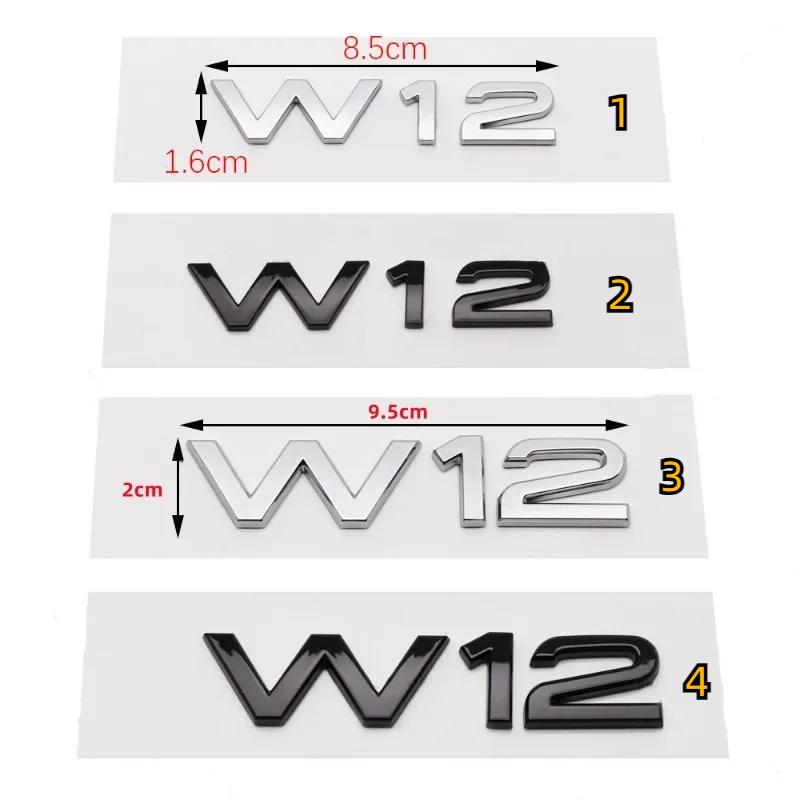3D ABS Chrome Black W12 Letters Logo Car Body Rear Trunk Emblem Badge Sticker Decals Accessories