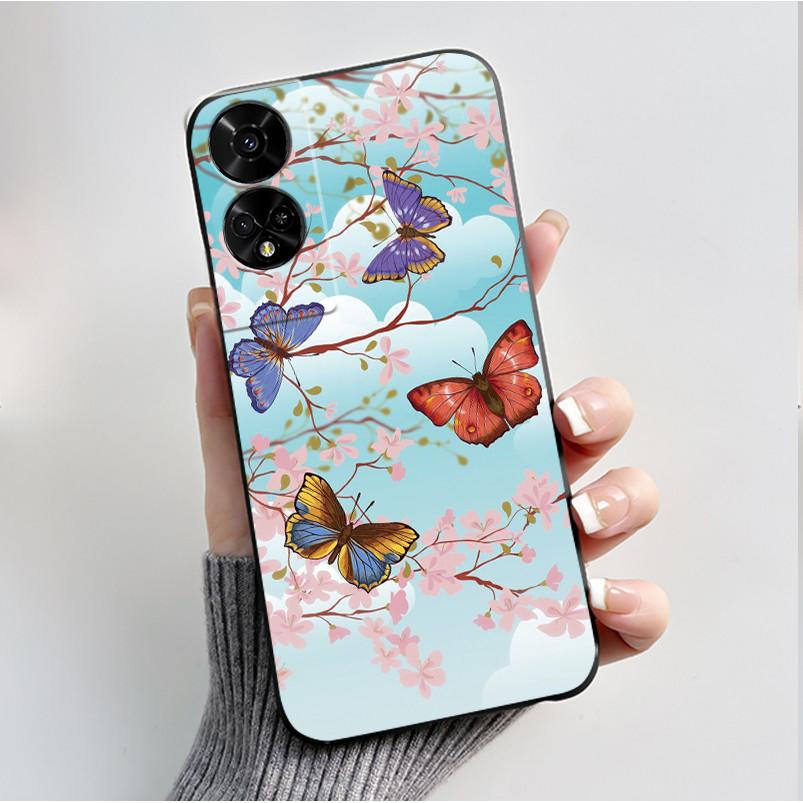 Printing Pattern Case For TCL 50 5G/TCL 50 XE Nxtpaper 5G/TCL 50XE 5G Soft Silicone Black Shell Cover Cute Flower Cartoon Casing