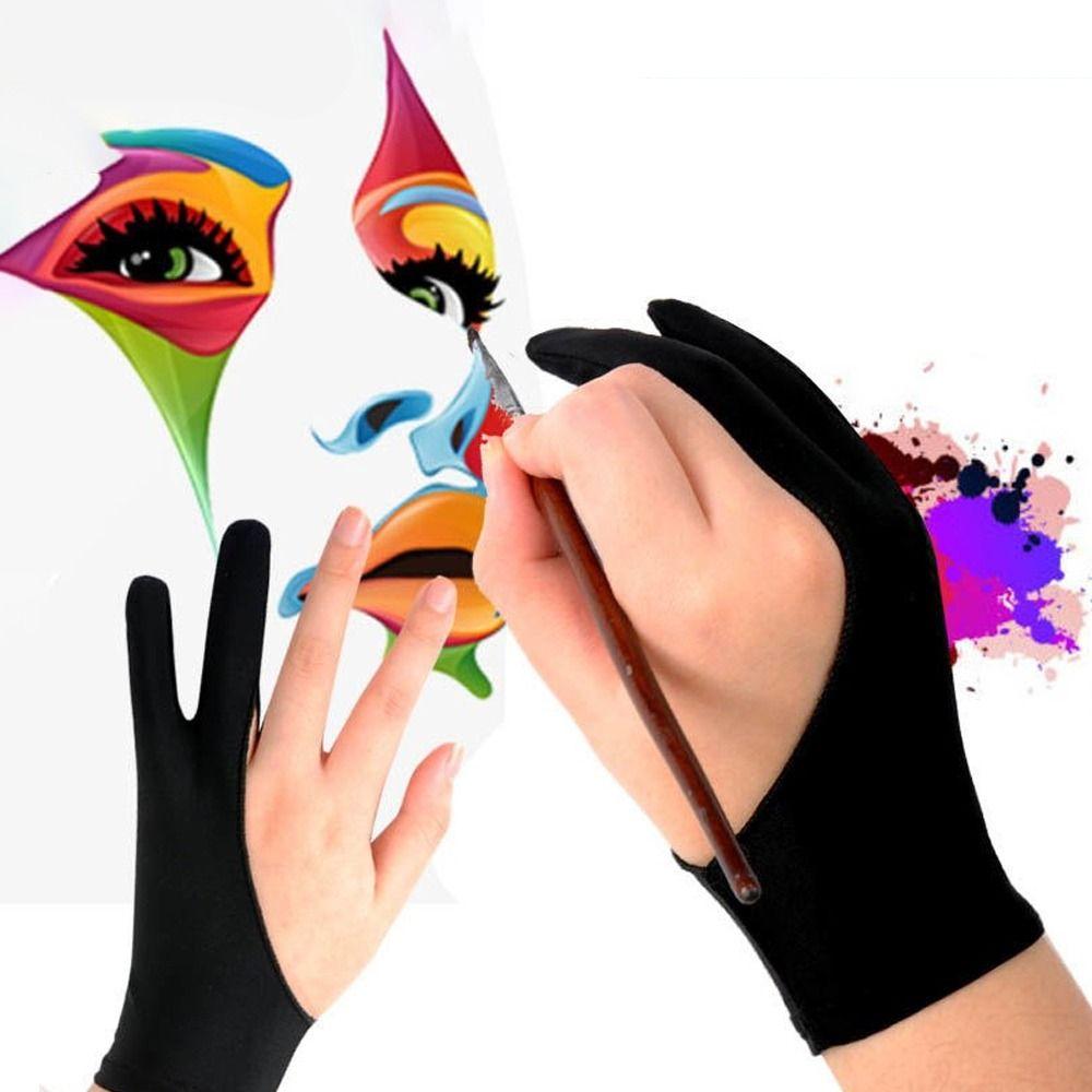 Anti-Scratch Black Blue Grey Pink Two Finger Glove Tablet Drawing Glove Art Supplies Painting Glove