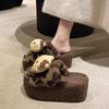 2025 New Thick-soled Heightened Velvet Boken Shoes Big Head One Pedal Small Head Cotton Slippers Women