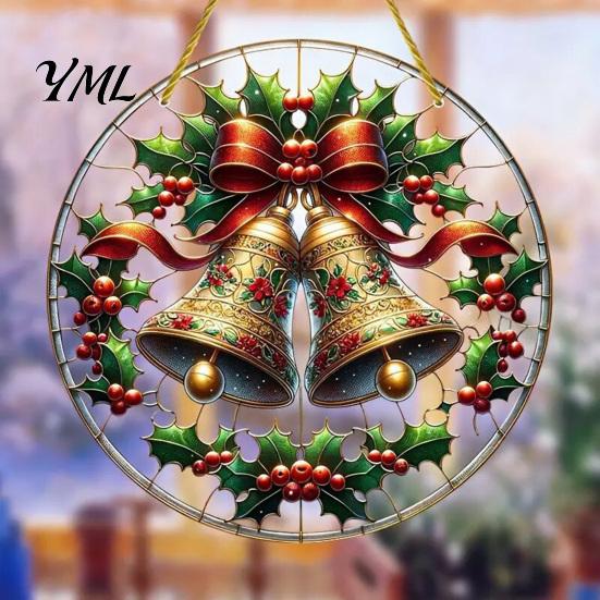 Decorative Hanging Pendants Christmas Tree Ornaments, Acrylic Festive with Lanyard for Decorations Holiday Party Home Decoration, Indoor Scene Layout