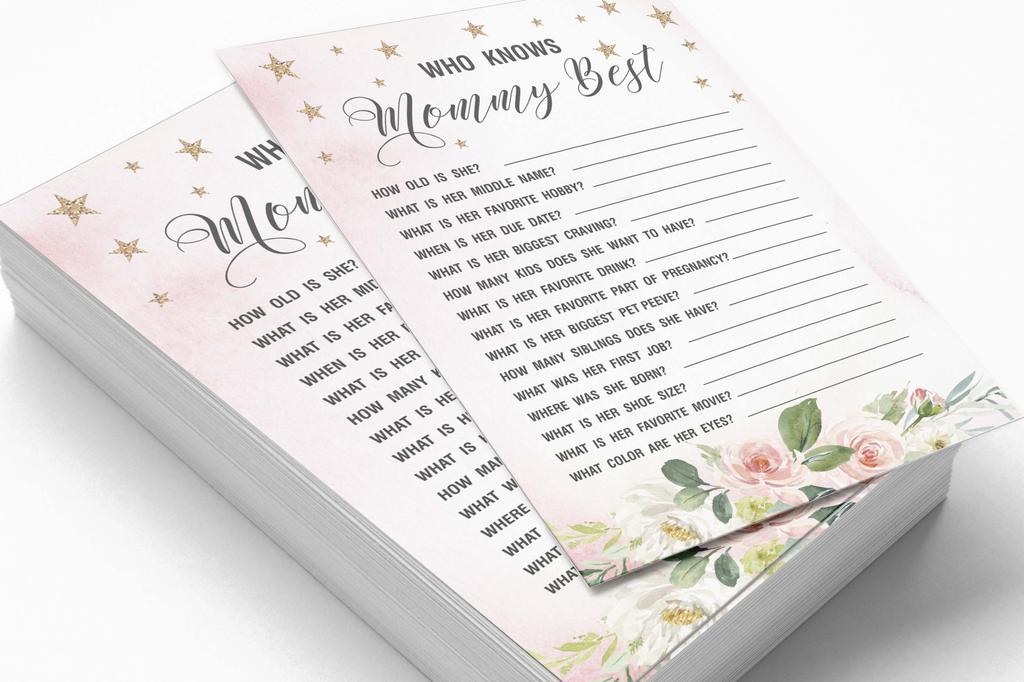 Inkdotpot Gender Reveal Floral Baby Shower Game Set Of 50 BabyA  AlphabetA  ABCA  Game Ita    s A Boy Ita    s A Girl Party