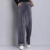 Plus Size Women's Spring Autumn Winter Solid Colour Casual Sweatpants Loose Elastic Waist Corduroy Padded Wide Leg Straight Pants