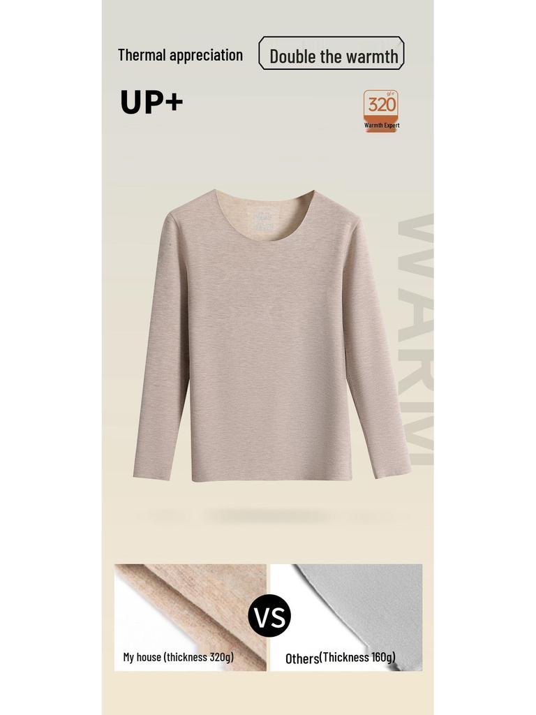 Women's Cashmere Silk Seamless Warm Underwear Set - Fleece-Lined Base Layer for Autumn and Winter