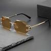 Новые усовершенствованные солнцезащитные очки без оправы с отделкой, мужские модные индивидуальные солнцезащитные очки с дужкой, женские солнцезащитные очки