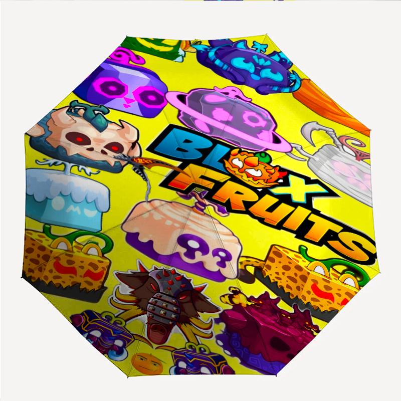 Модный автоматический складной зонт Blox fruit с открытием/закрытием. Портативный и складной, идеально подходит для подарка, путешествий и повседневного использования.
