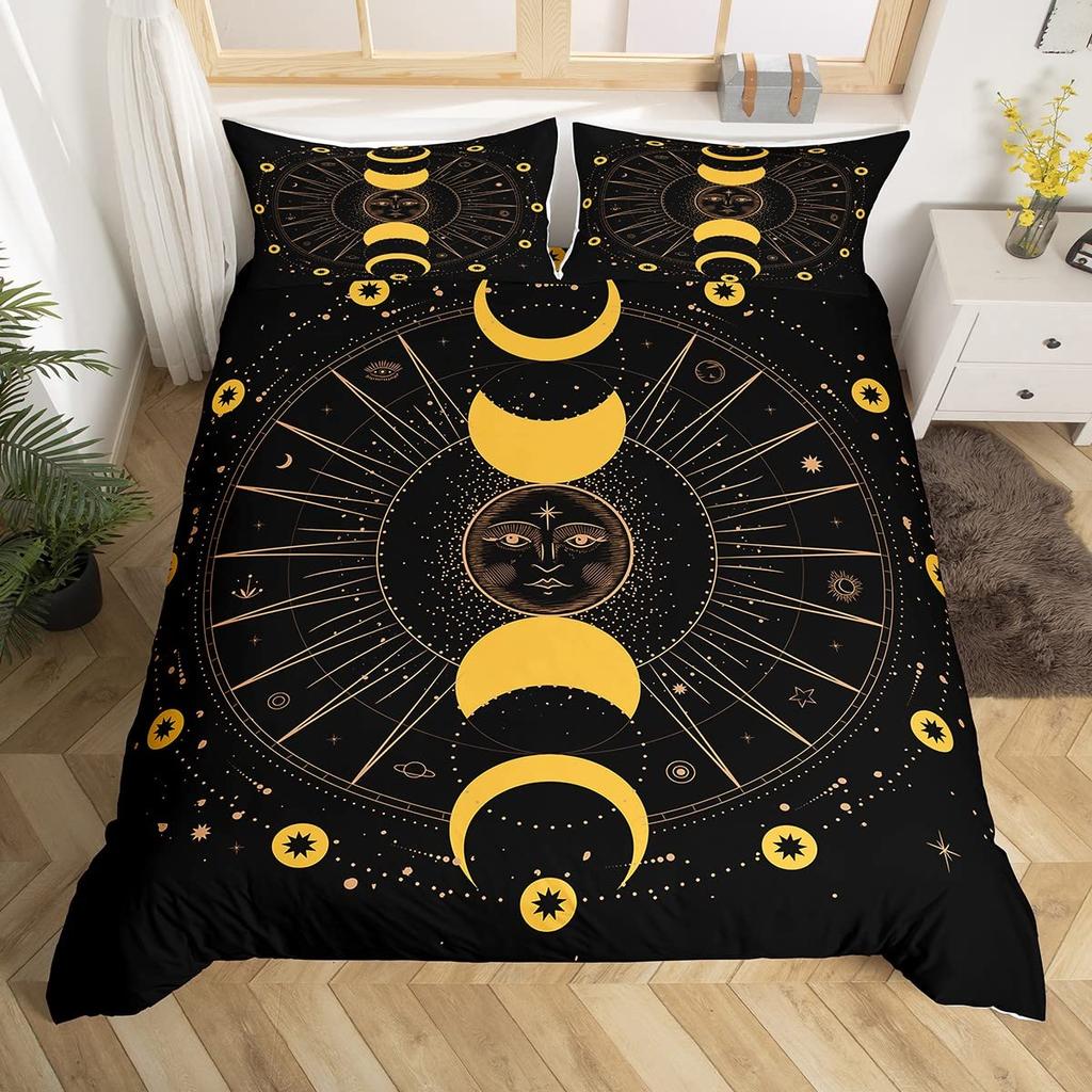 Комплект пододеяльника Sun And Moon King Size Фиолетовый Лиловый Ловец снов Звездный Постельный комплект Для Детей 2/3 предмета Богема Покрывало