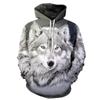 Hooded Sweater Jacket for Men and Women, New Hoodie with 3d Printing Feroce Wolf Head, Children's Fashion, Hip Hop, Casual