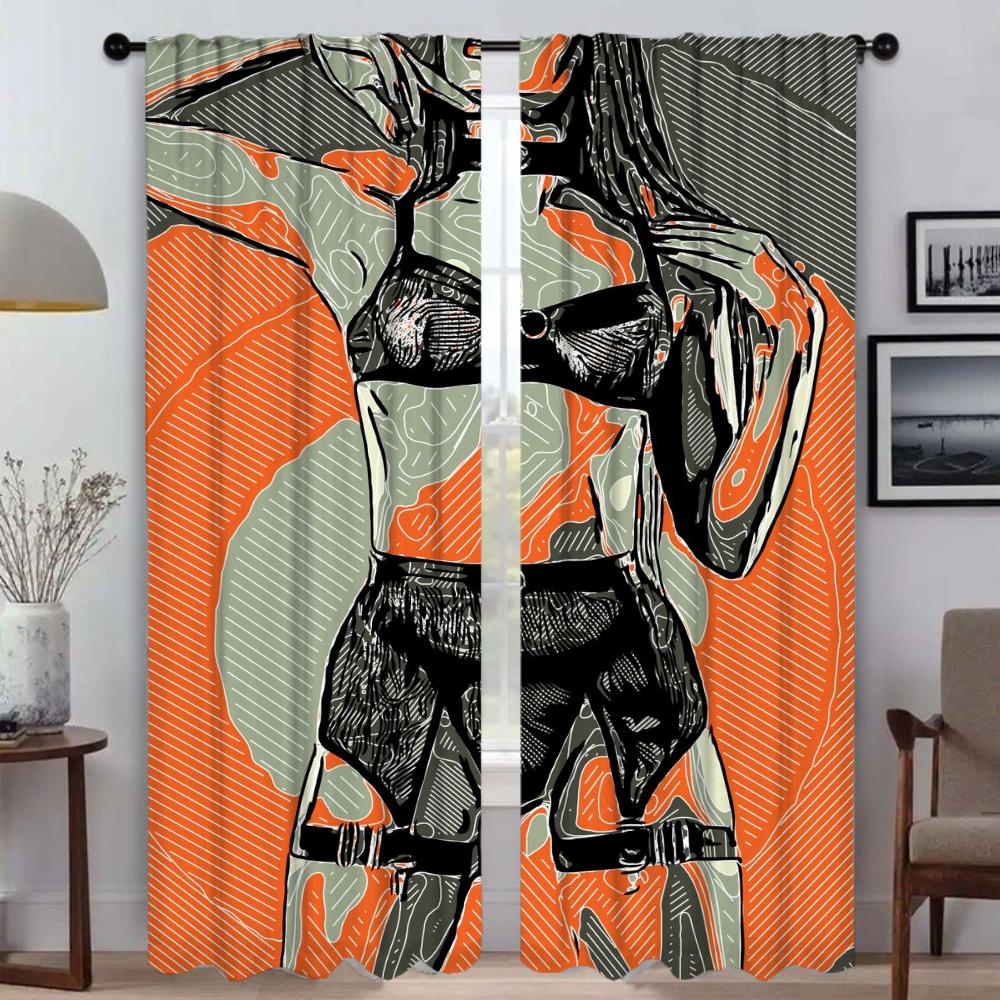 Абстрактные Сексуальные Девушки Перегородки Жалюзи Хэллоуин Украшение Оконная Занавеска для Комнаты 2 Панели Шторы Элегантные Комнатные Занавески Гостиная