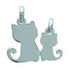 [J3095] - Silver Pendant 'Cats' Silver (breakable) - 15x20 Mm