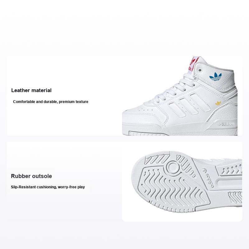 adidas Оригинальные кеды Originals Drop Step El C из кожи, повседневные, нескользящие, амортизирующие, высокие, детские кеды для скейтбординга, детские кроссовки, белые HP7794