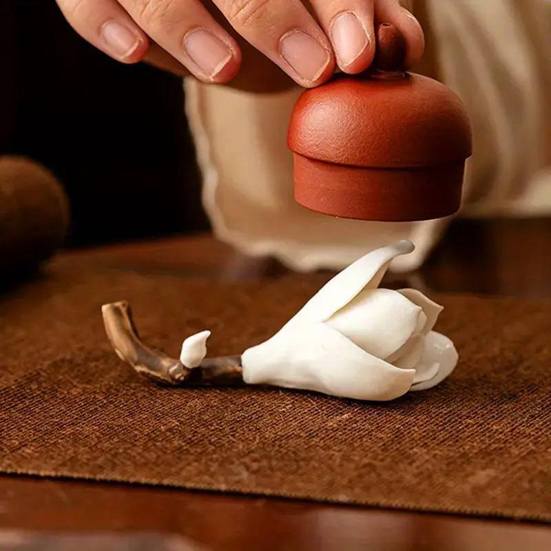 1шт держатель для благовоний классический держатель для ручки креативный цветок магнолии высококачественное керамическое украшение для рабочего стола