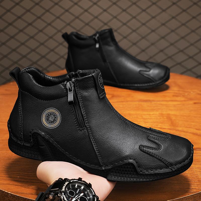 Мужские высокие кожаные ботинки, повседневные кроссовки, зимняя плюшевая обувь, сноубутсы 39-46