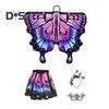 Butterfly Cloak for Kids Performance Cosplay Colorful Fairy Wing Costume with Fluttering Sleeves Layered Hem Carnivals Skirt Halloween Photography