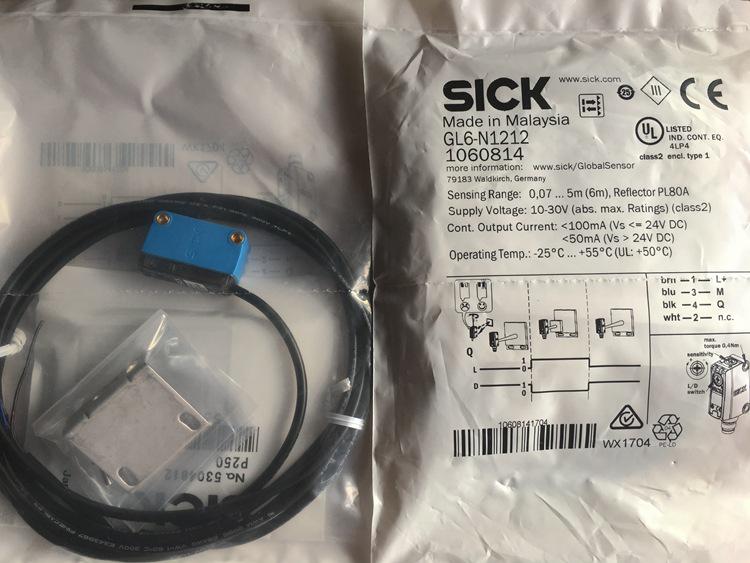 Original German SICK Photoelectric Switch GL6 Series (GL6-N1212, GL6-N1211, GL6-P1211)