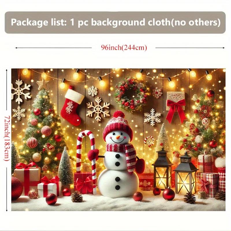 1 snowflake Christmas background banner with snowman, Christmas tree and gift design - suitable for birthdays, holidays, parties
