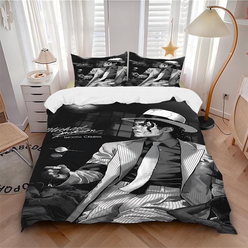 3Pcs Smooth Criminal Pose Bedding Set Quilt Cover Pillowcase Home Christmas Xmas Halloween Gift 1 Duvet Cover 2 Pillowcase M929136
