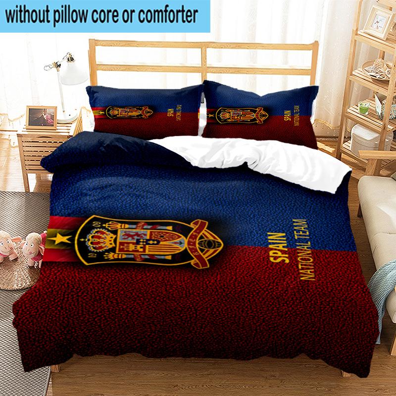 3pcs Spain FC Crest Printed Bedding Set Duvet Cover Closure Includes 1 Duvet Cover & 2 Pillowcases Bedding Sets Home Decor Gifts