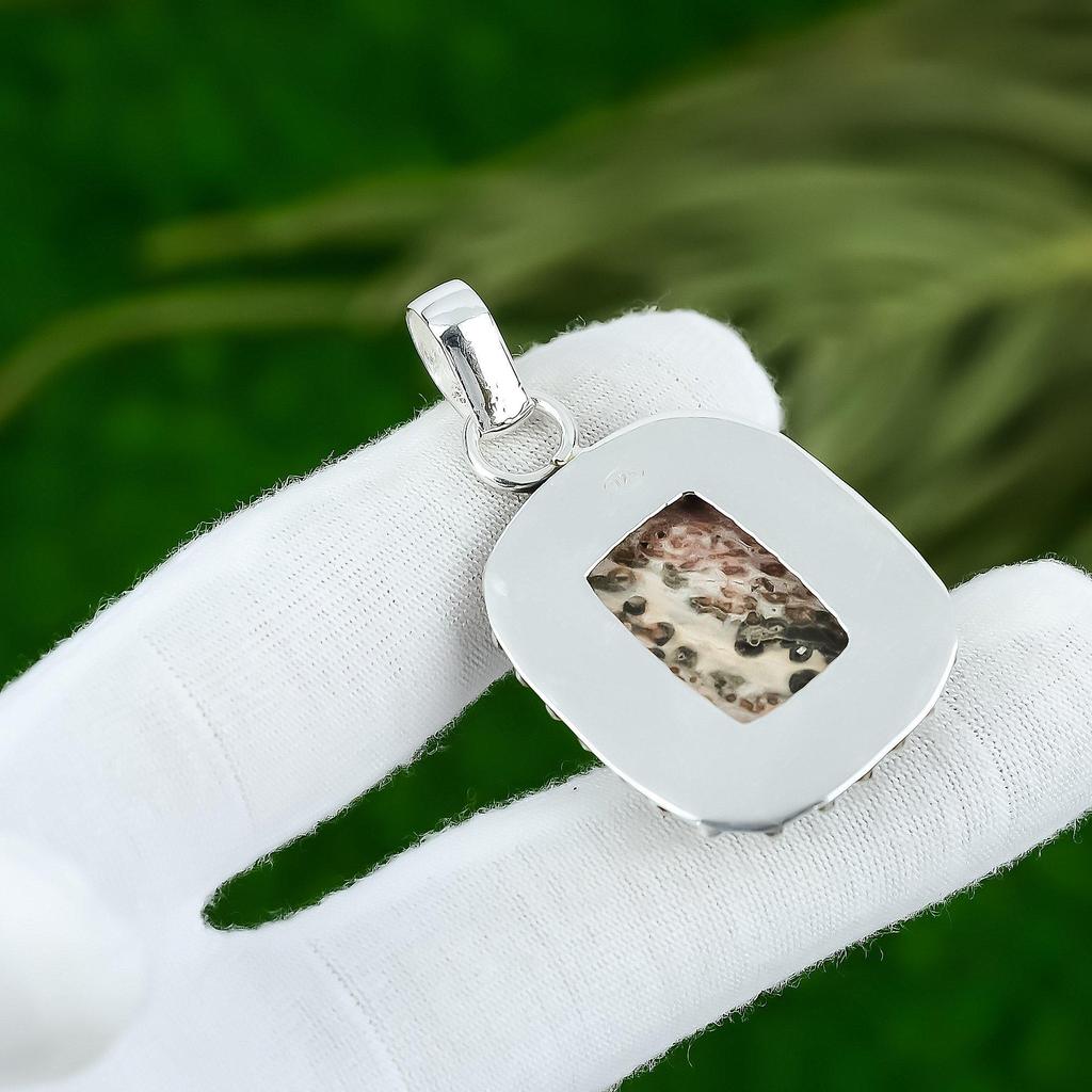 Подвеска из натурального океанического яшмового камня, черный стерлинговый серебряный 925 пробы, индийские украшения