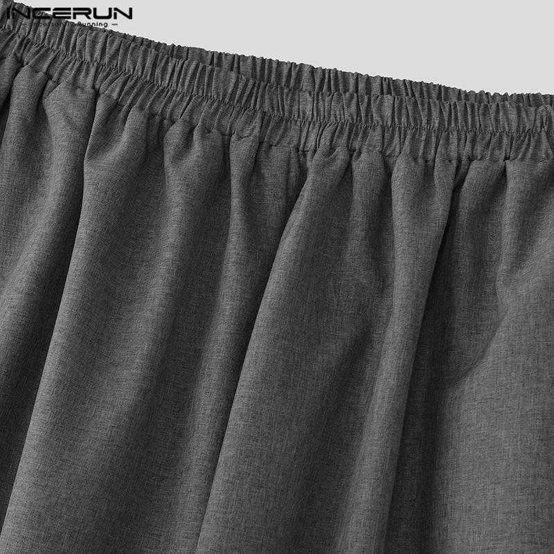 INCERUN Мужские повседневные свободные длинные мешковатые брюки с эластичной талией