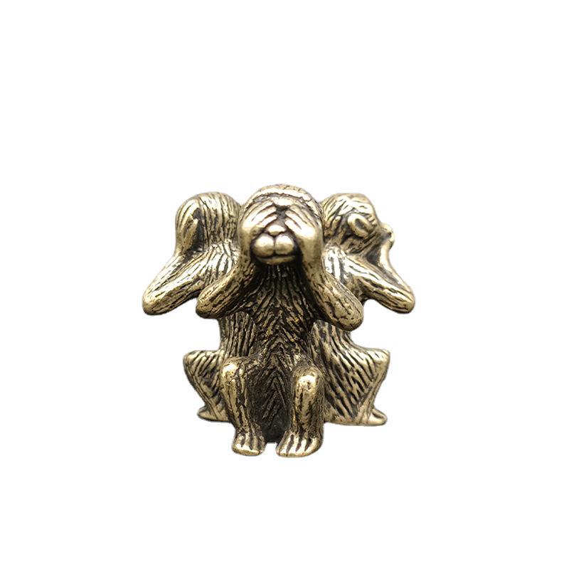 Solid Brass "Hear No, See No, Speak No" Three Monkeys Desktop Ornament