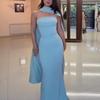 2025 Summer European & American Strapless Slim Cowl Neck Dress