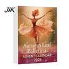 Holiday Home Decor Autumn Leaves Ballet Dancer Acrylic Advent Calendar, 2D Hanging Ornament Set Christmas Countdown Blind Box with Lanyard for