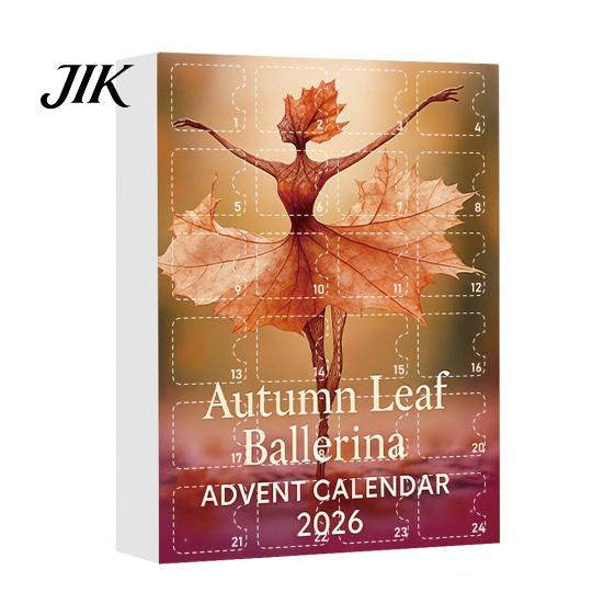 Holiday Home Decor Autumn Leaves Ballet Dancer Acrylic Advent Calendar, 2D Hanging Ornament Set Christmas Countdown Blind Box with Lanyard for