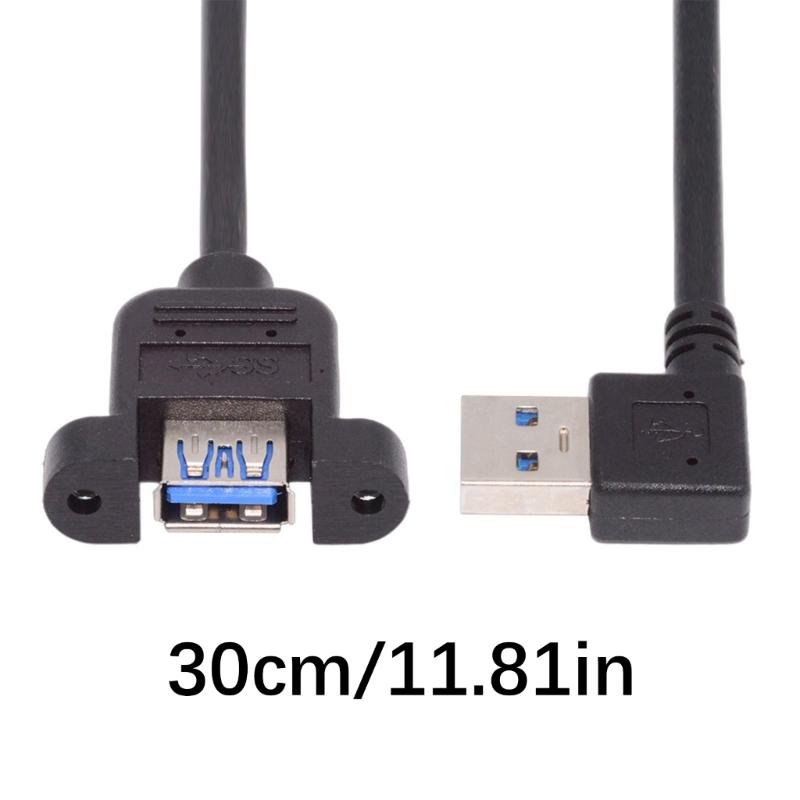 Высокоскоростной USB 3.0 удлинительный кабель 5 Гбит/с с адаптером под прямым углом/прямой головкой, штекер-розетка, дизайн с ушками для надежного крепления