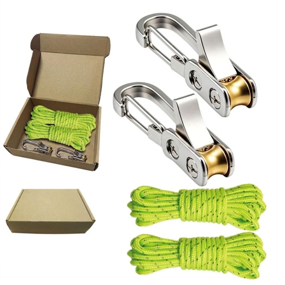 2Pcs/Set Heavy-duty Rope with Roller Tensioner Labor-saving Retractable Tie Down Rope Tent Setup