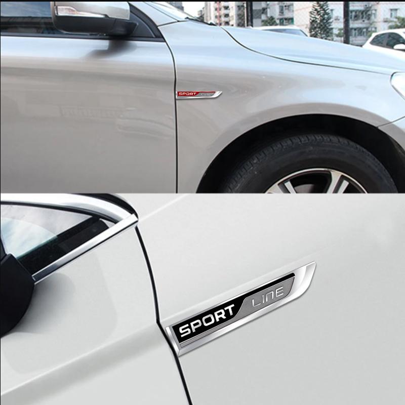 HGWE4 Metal Sport Line Badge 3D Stickers Car Body Side Emblem Decal Car Styling For Skoda Octavia Fabia Rapid Kodiaq Karoq Superb A7
