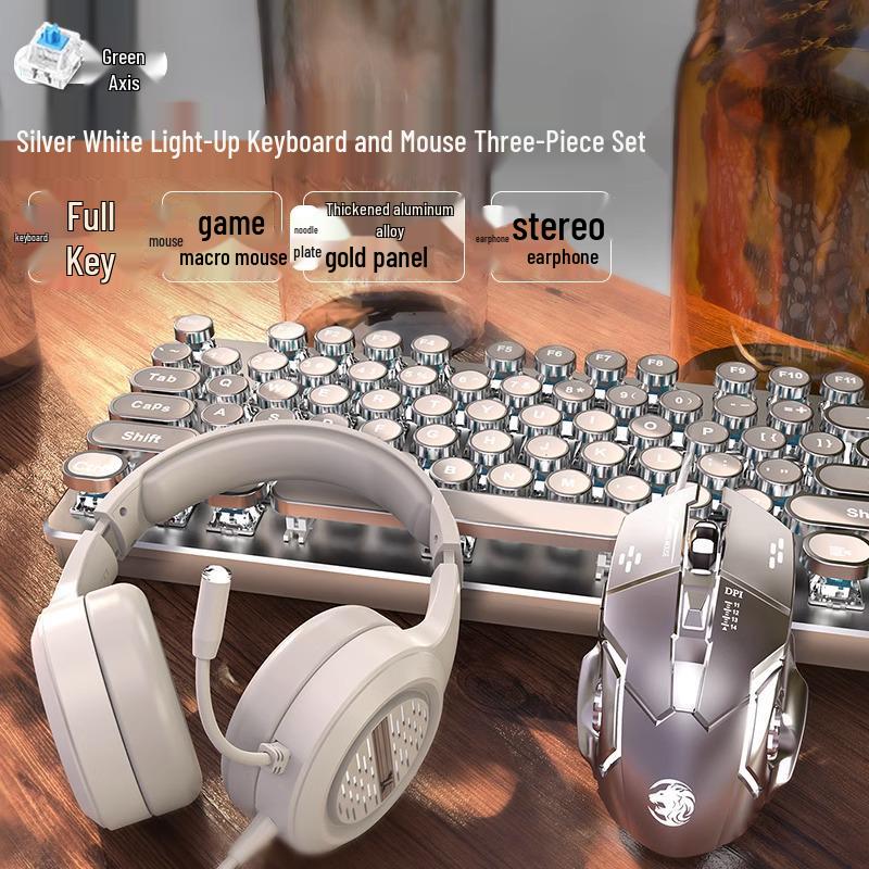 Pioneer TK100 Панк-механическая клавиатура и мышь - Проводной игровой и офисный набор для девушек.