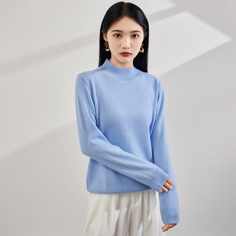 2024 Women's Half-High Collar Loose Cashmere Sweater, Slimming Knit Pullover