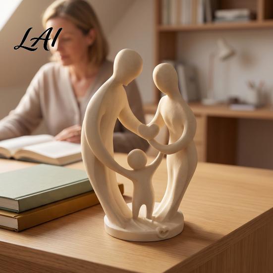 Modern Figurines for Family of Three 3D Printed Figurine Abstract Parent Child Bond Elegant Sculptures Interior Sculpture Tabletop Ornament,
