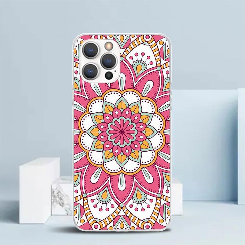 Totem Mandala Colorful Flower Phone Case For IPhone 16 17 Air 16E 15 14 Plus 13 Mini 12 11 Pro Max 7 8 + SE 2020 Soft TPU Back C