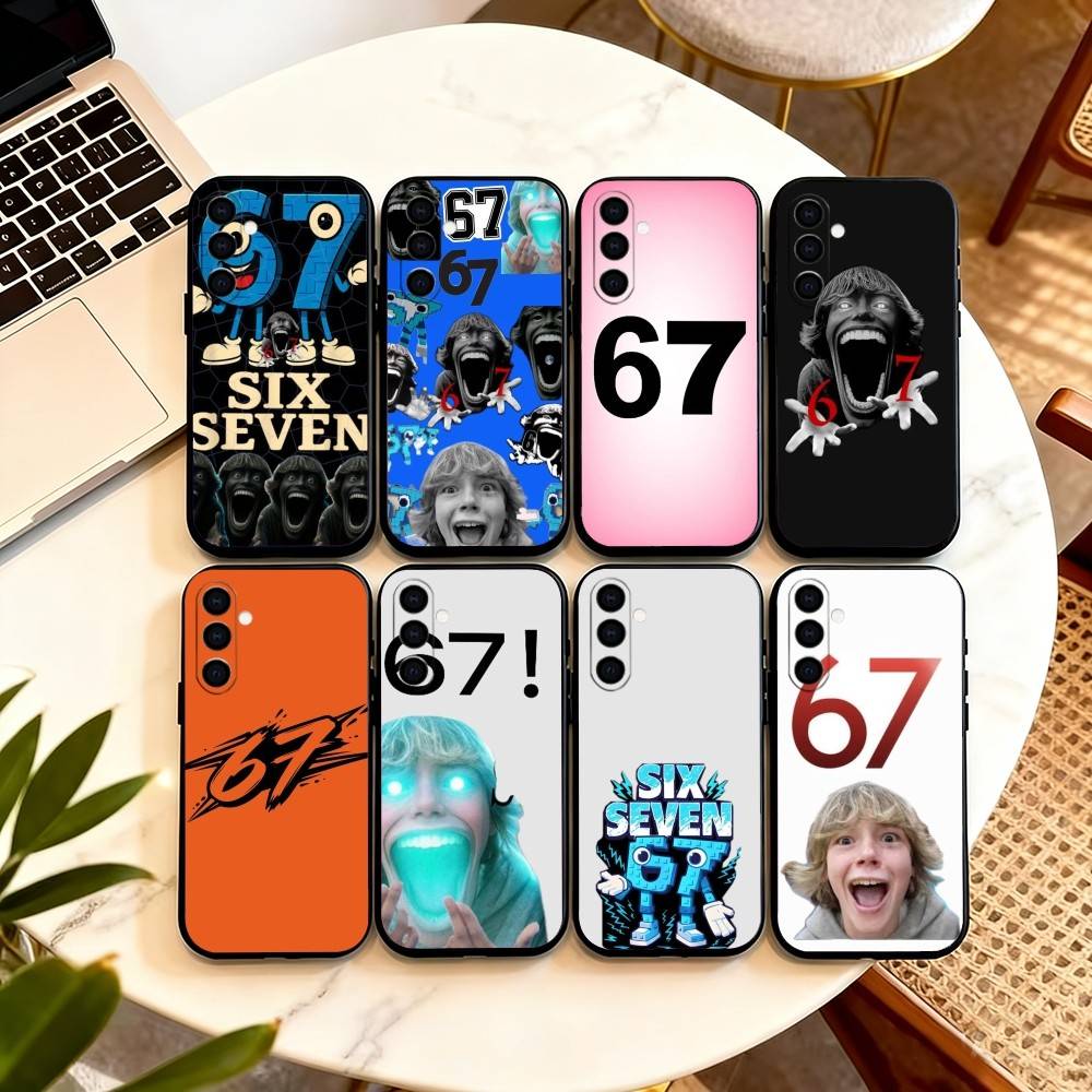 67 Шесть Семь-н Чехол для телефона Черный Силиконовый Мягкий Для Samsung Galaxy A73,A72,A71,A70,A53,A52,A51