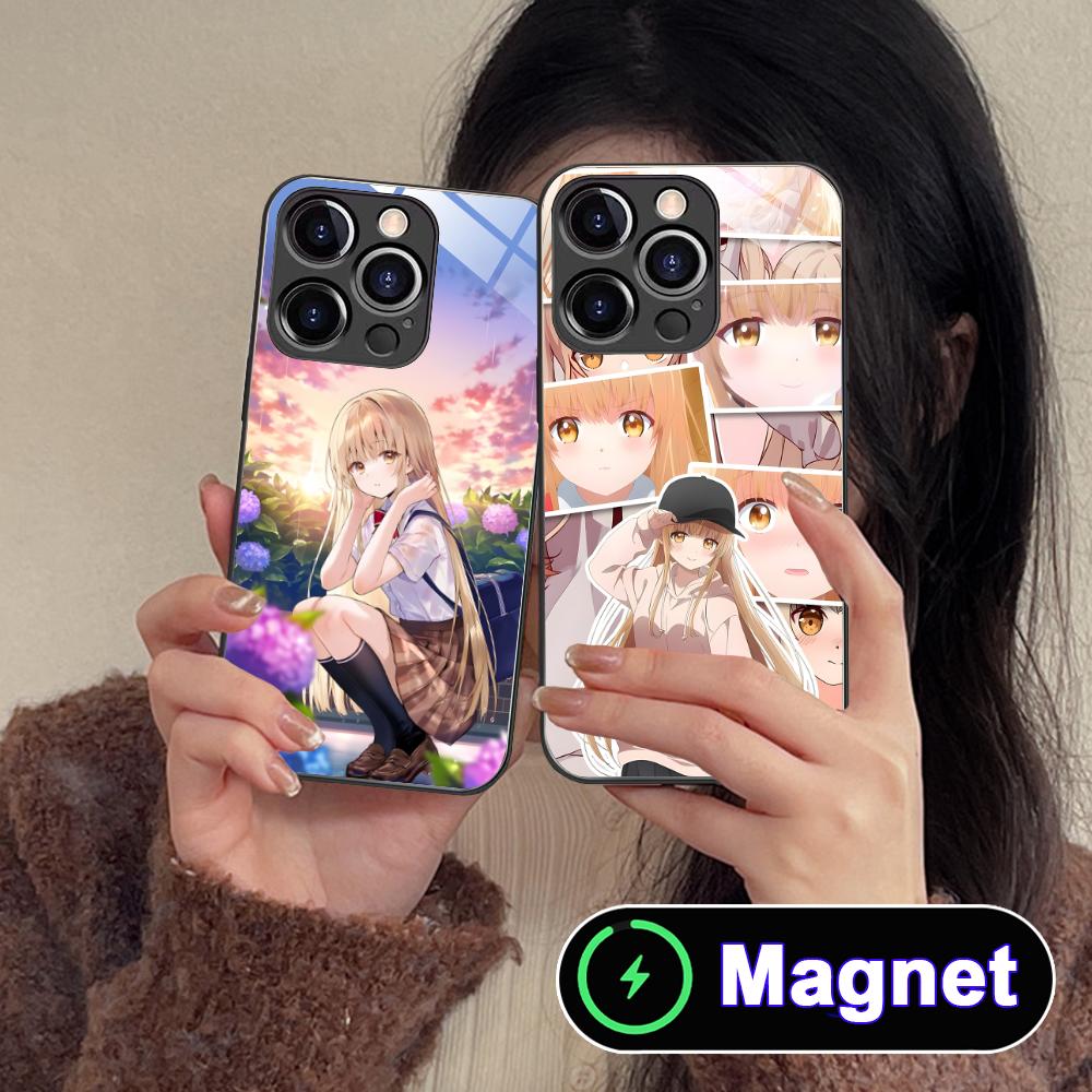 Чехол для телефона Angel Mahiru Shina для iPhone 17 16 15 14 13 12 11 Air Pro Max Plus Mini Стеклянный чехол MagSafe