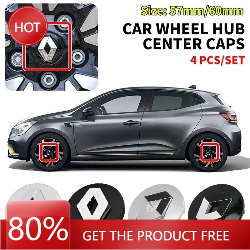 Hub Caps 4PCS 57mm 60mm Car Wheel Center Cap Logo Hub Badge Rims Cover For Renault Megane 2 3 Clio 4 Trafic Captur Emblems Kango
