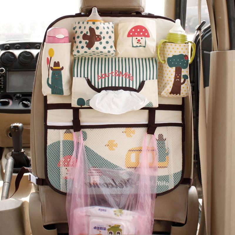 Cute Cartoon Lion Car Organizer Seat Back Storage Bag Hanging Stowing Tidying Baby Kids Travel Universal Auto Multi-pocket Bag