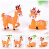 Plastic Cartoon Sika Deer Figurine Delicate Animal Statue Mini Cartoon Sika Deer Ornament  Outdoor