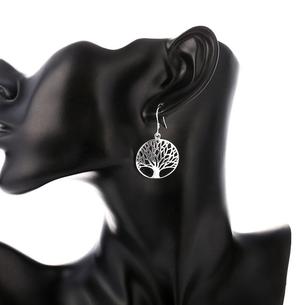 New 925 Sterling Silver Earrings For Women High Quality Jewelry Hollow Carved Round Tree Christmas Gifts
