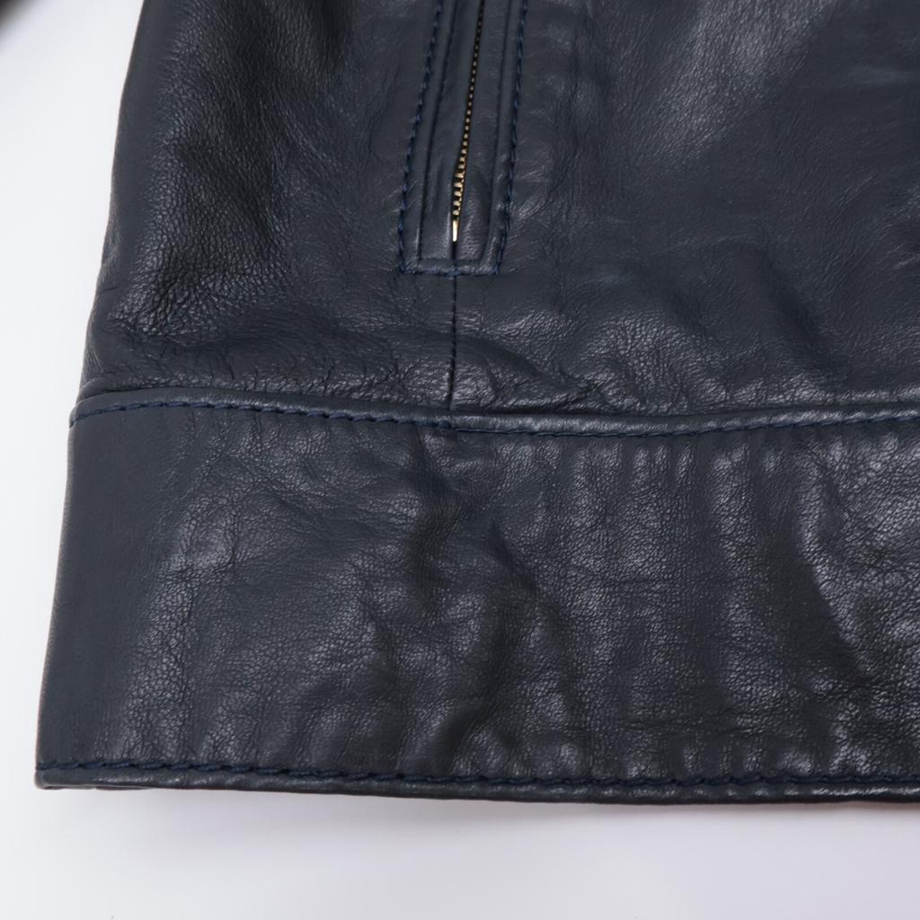 TOMORROWLAND Navy Lambskin Collarless Single Rider's Jacket Jacket 36 NavyUsed