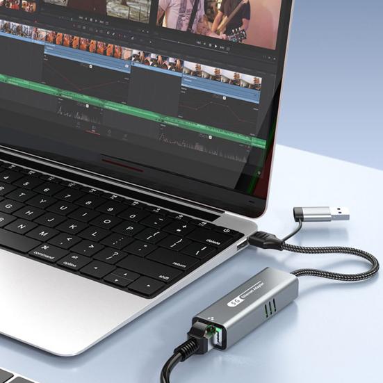 Адаптер USB/Type-C к Ethernet 5000 Мбит/с Высокоскоростной Двухинтерфейсный Универсальный Ethernet-адаптер RJ45 к Type-C Ethernet-конвертер