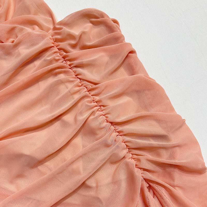 Женские прозрачные платья с открытой спиной и высоким разрезом через бретельку