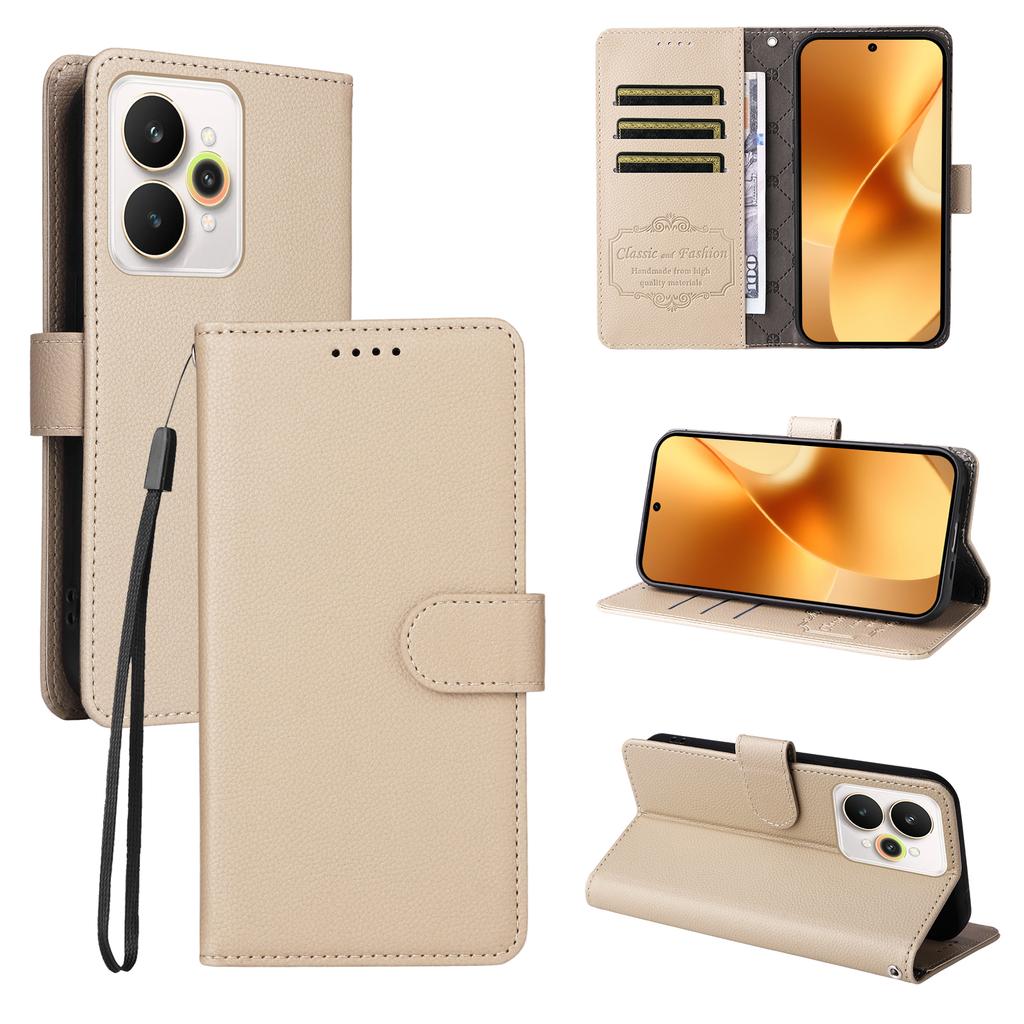 For Realme 15 Pro 5G/Realme 15 5G Case RFID Blocking 3 Card Slots PU Leather Phone Cover with Wrist Strap