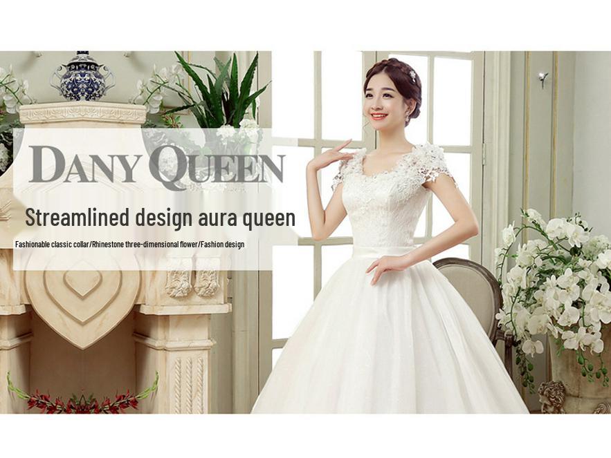 2025 Spring Plus Size Floral One-Shoulder Wedding Gown with Slimming Design
