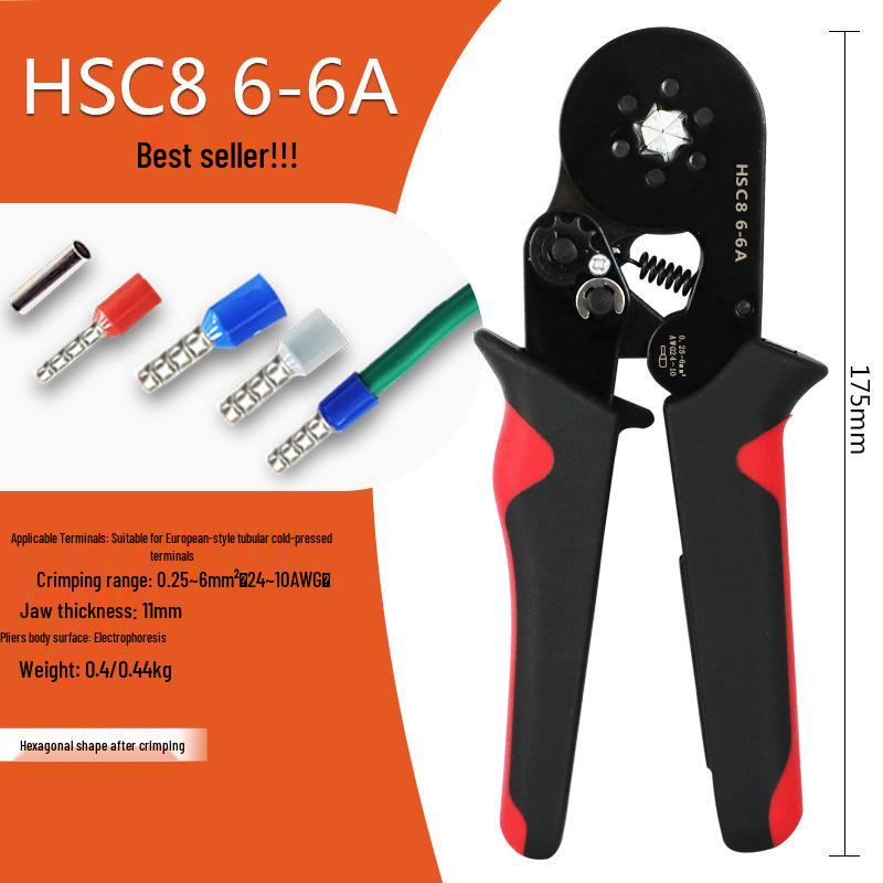 Hexagonal Mini Ratchet Crimping Pliers Set HSC8 6-6 for European Terminals