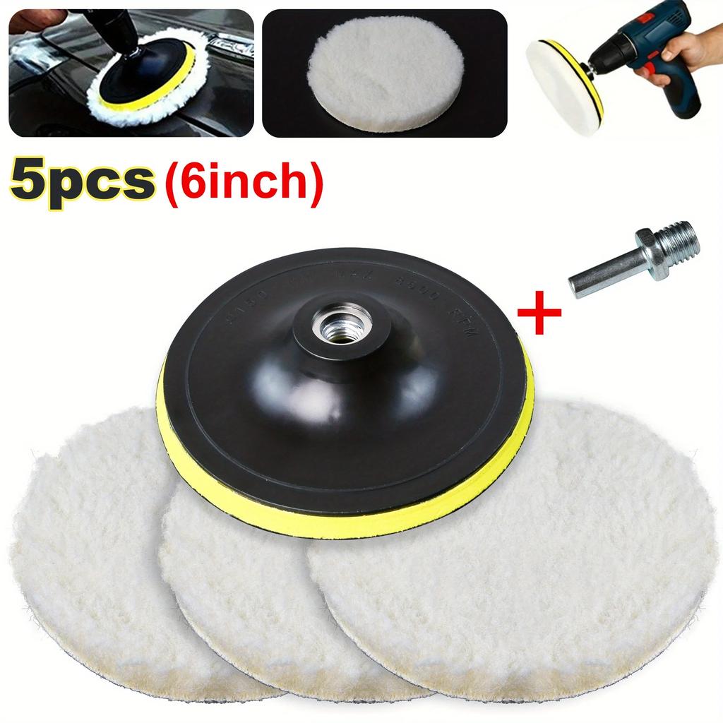 5 шт. 7/6/5/4/3 дюйма Полировальный круг для вощения и полировки автомобиля, Набор для полировки автомобиля с разъемом для дрели M10/M14, Уход за лакокрасочным покрытием автомобиля