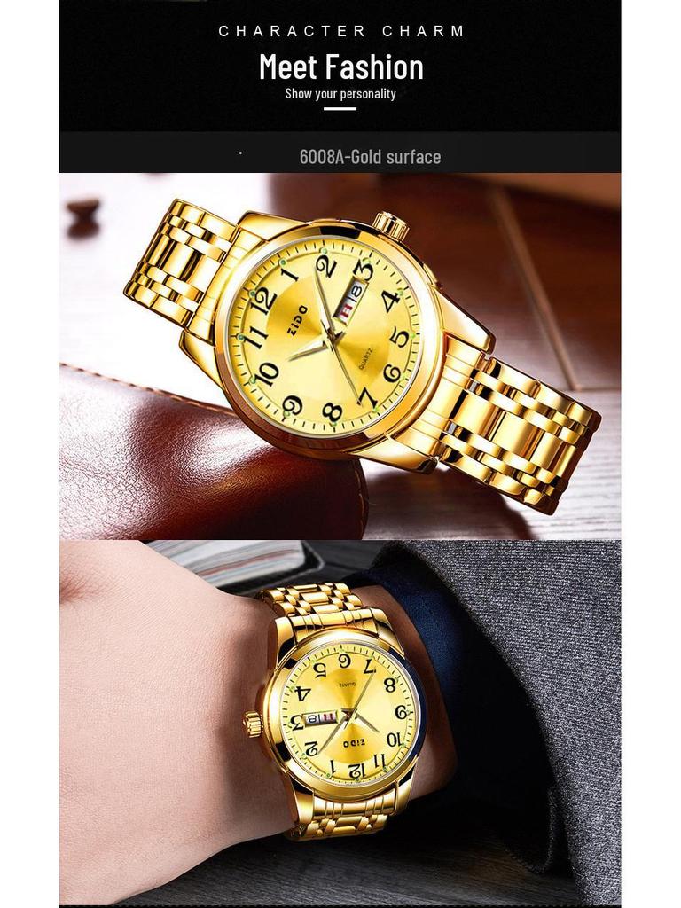 Zido роскошные кварцевые водонепроницаемые мужские часы с крупными цифрами для пожилых людей